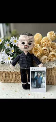 Customer photo review of Dolly® Personalized Crochet Doll with Photo Card