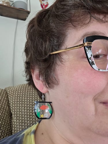 Shannon U. review of Exaggerated Fish Bowl Dangles Hypoallergenic Earrings for Sensitive Ears Made with Plastic Posts image 1 out of 1