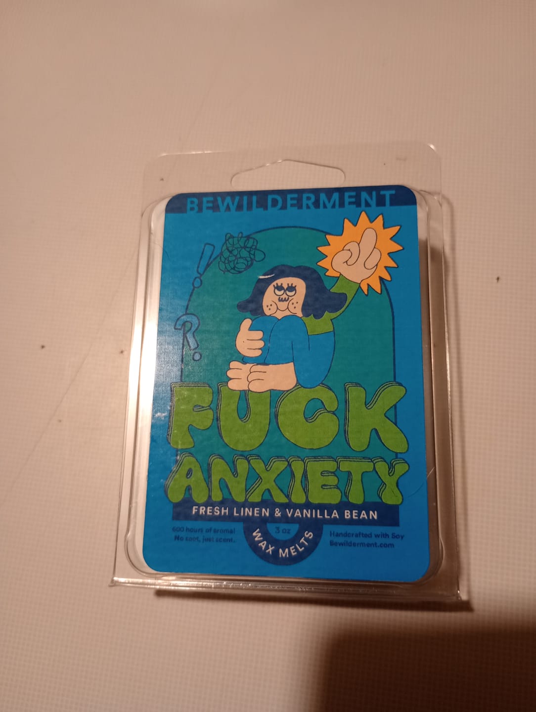 Customer photo review of F*ck Anxiety Wax Melts