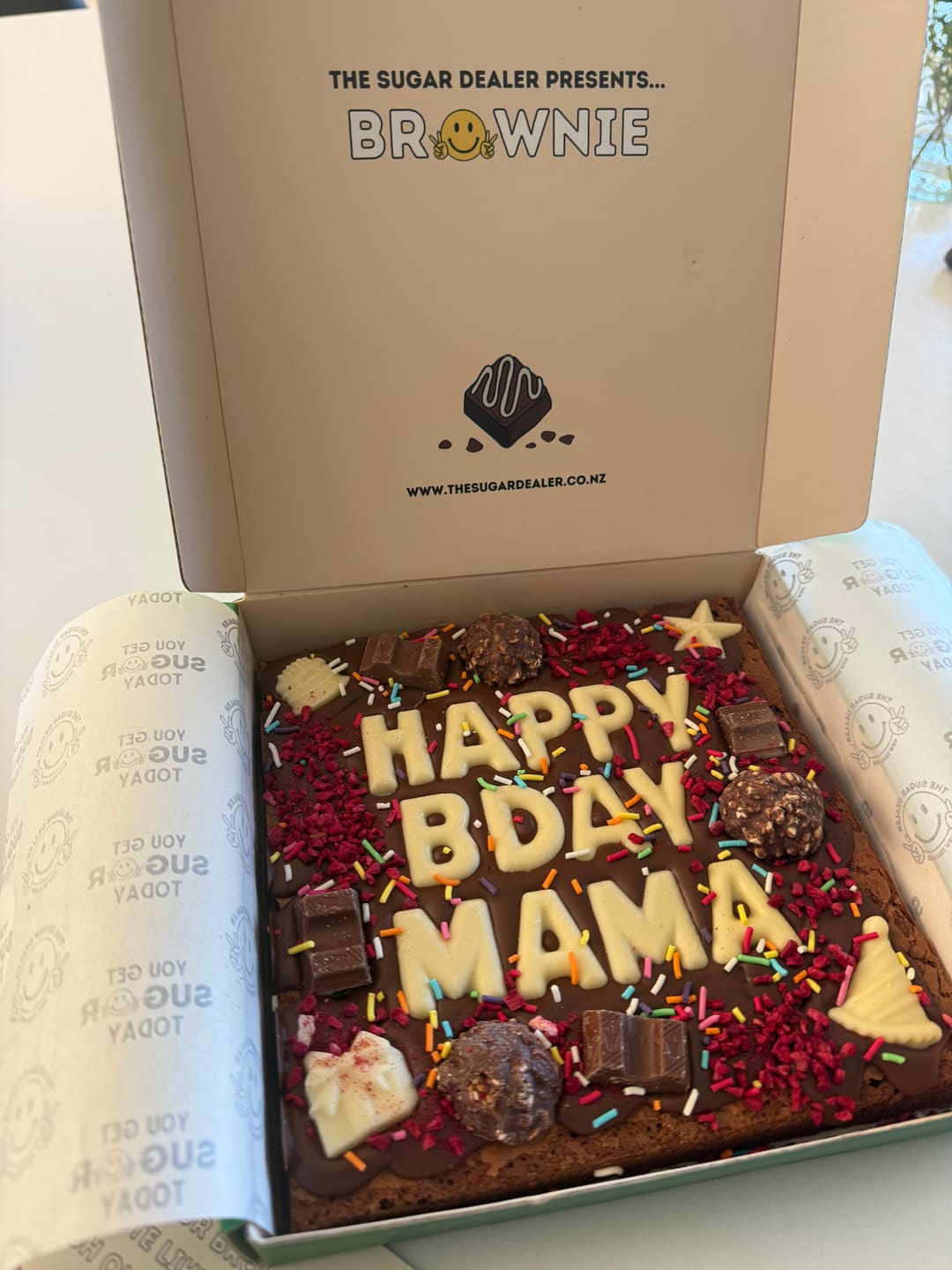 Customer photo review of Custom message birthday brownie