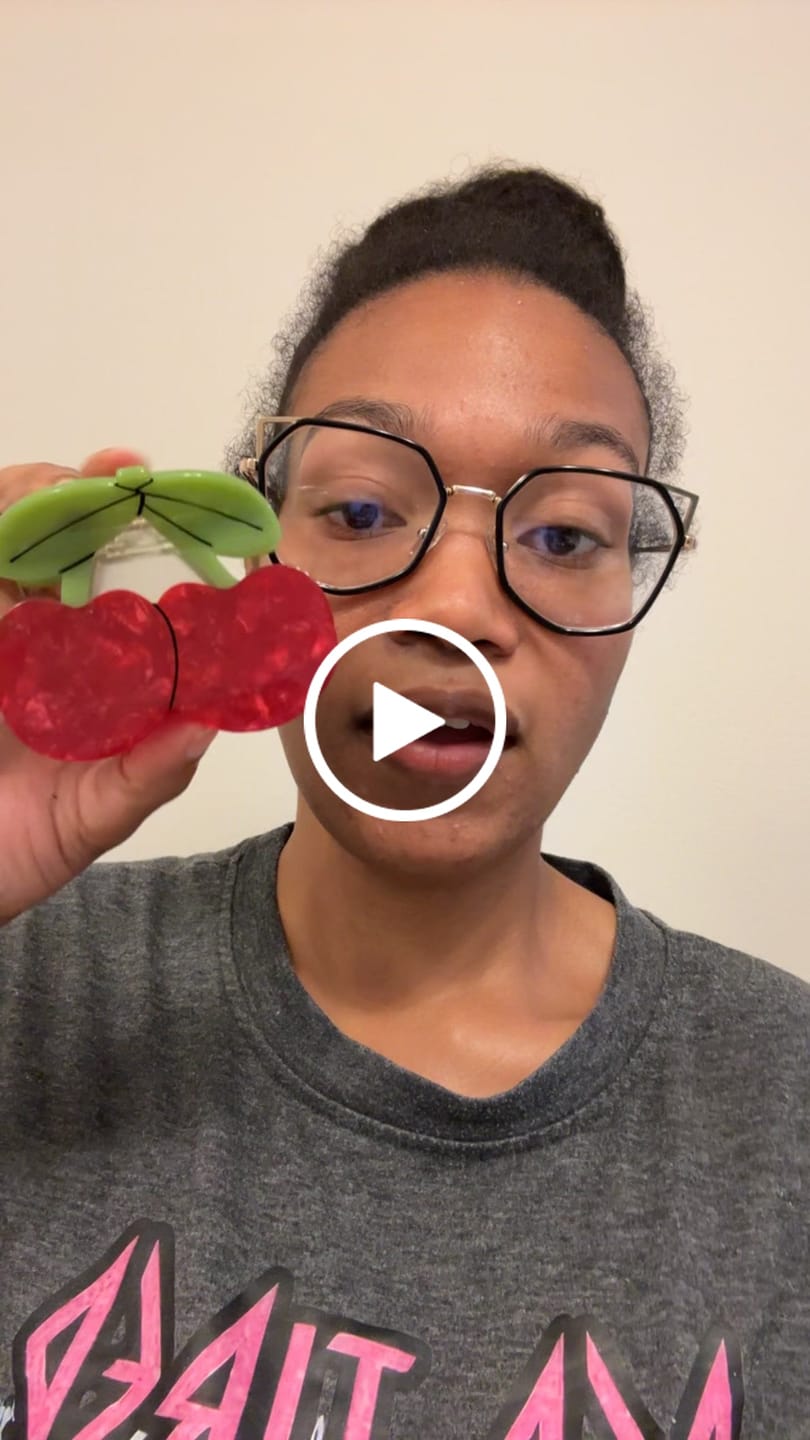 Customer video review of Large Maraschino Cherries Hair Claw Clip