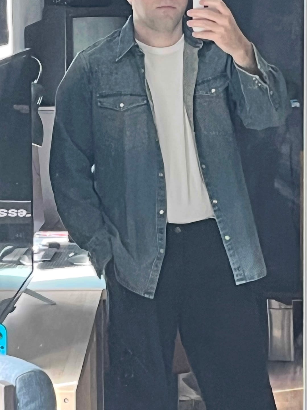 Customer photo review of 1950s Slub Denim Western Shirt