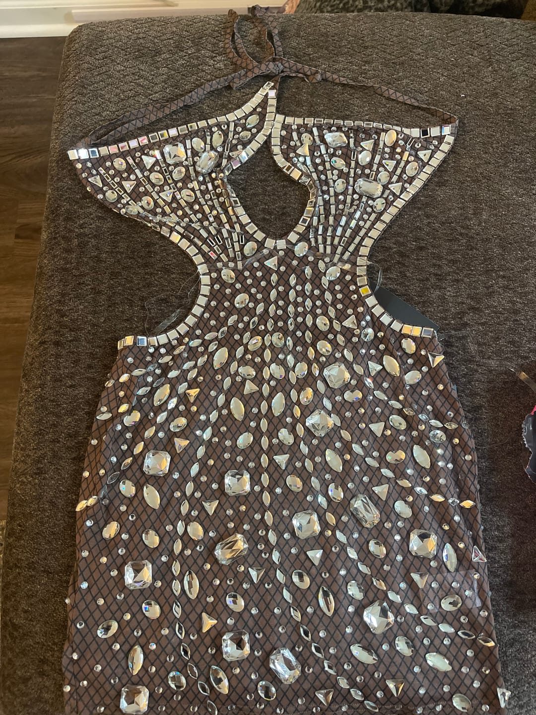 Customer photo review of Anastasia Rhinestone Mesh Snake Dress