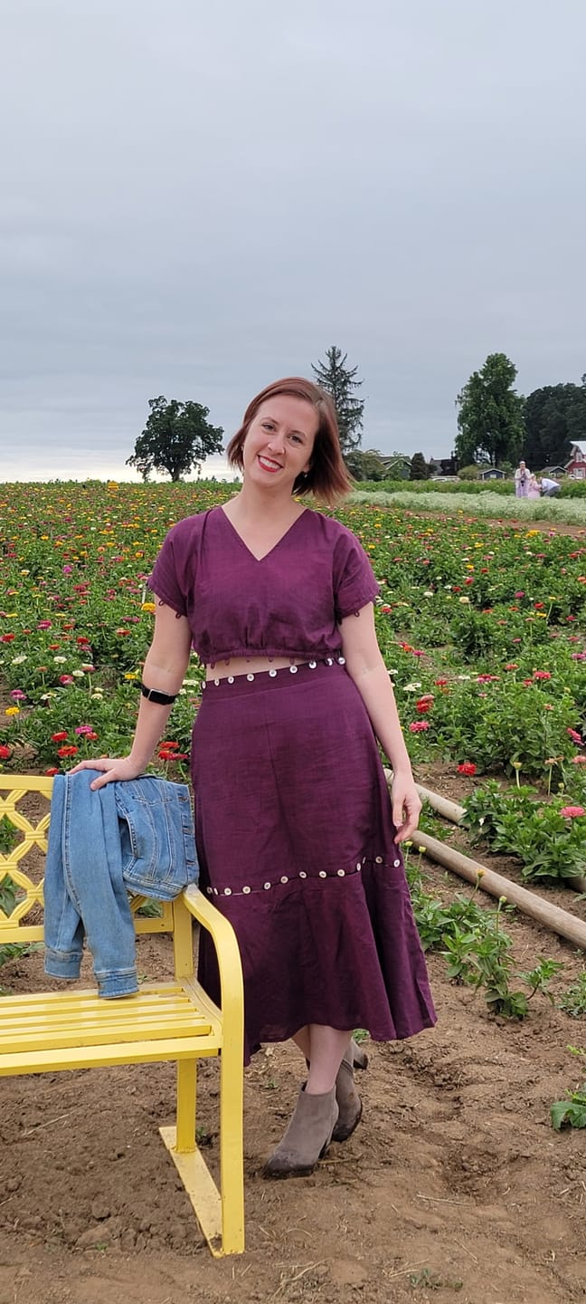 Customer photo review of Royal Blue Cotton Poplin V-Neck Infinity Midi Dress