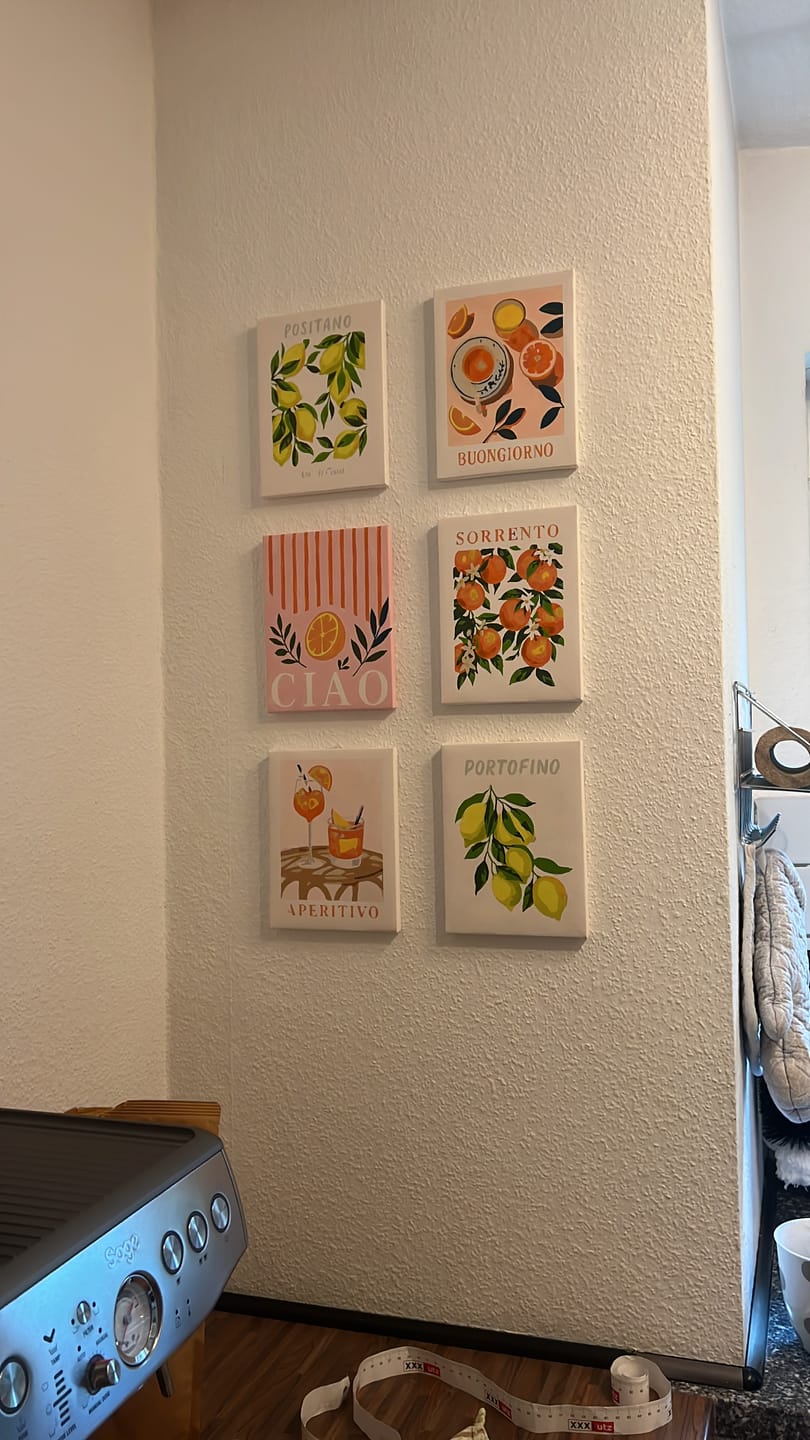 Customer photo review of Malen nach Zahlen – 6 Mini-Gemälde | Italienisches Obst- und Getränke-Set