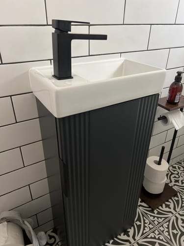 Customer photo review of Nuie Deco Compact 400 Cloakroom Floor standing Vanity Unit - Satin Anthracite