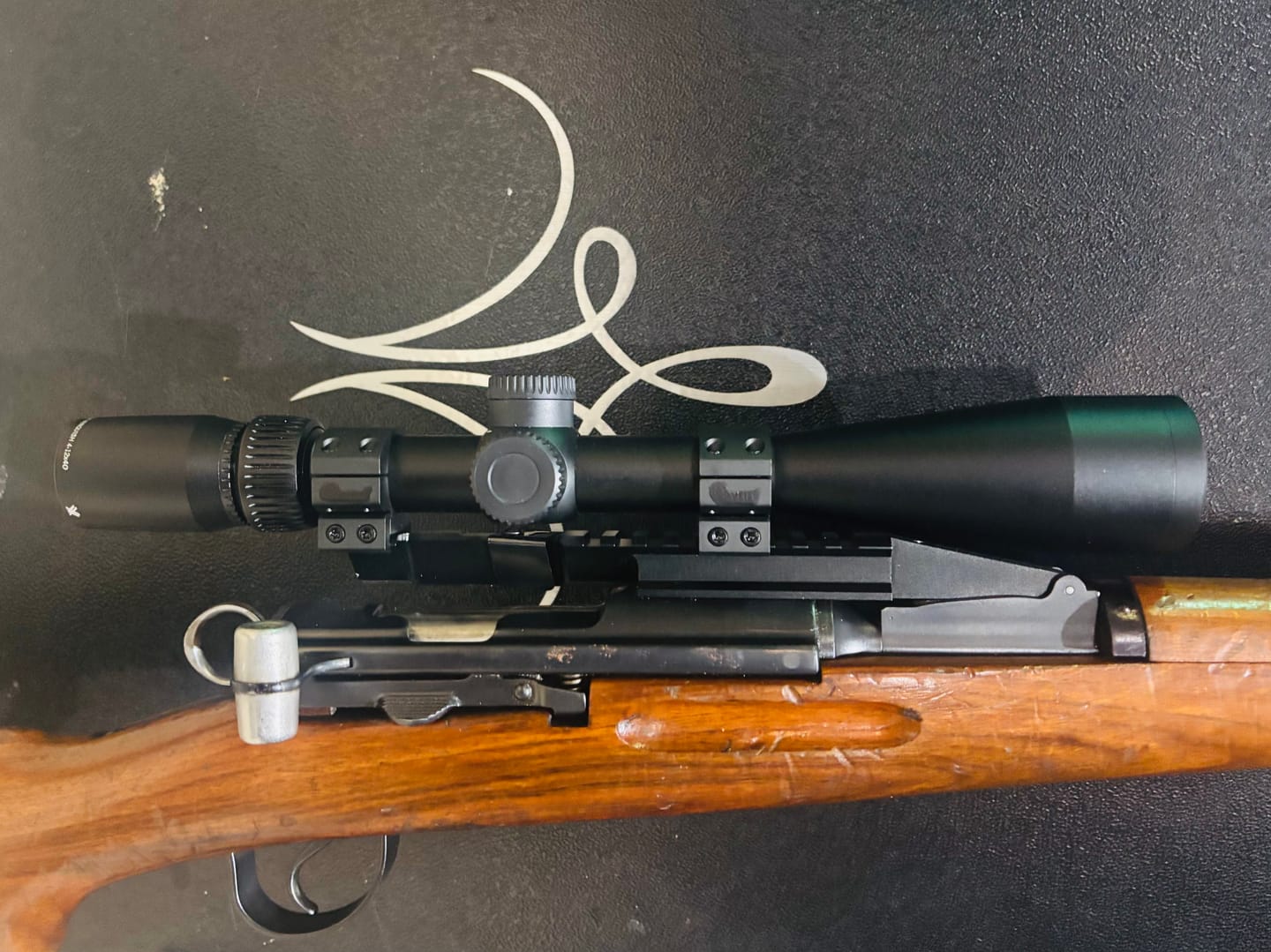 Customer photo review of Swiss K31 NDT (No Drill-Tap) Scope Mount Picatinny Rail with adjustable shell deflector