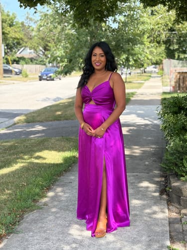 Anusha B. review of Dominique Cut Out Gown by Aidan Mattox - RENTAL image 1 out of 1