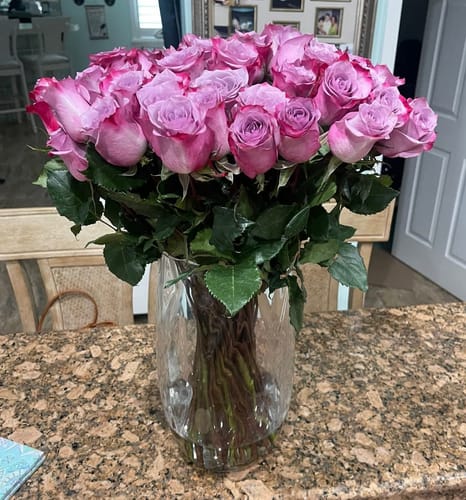 Customer photo review of Purple Rose Bouquet