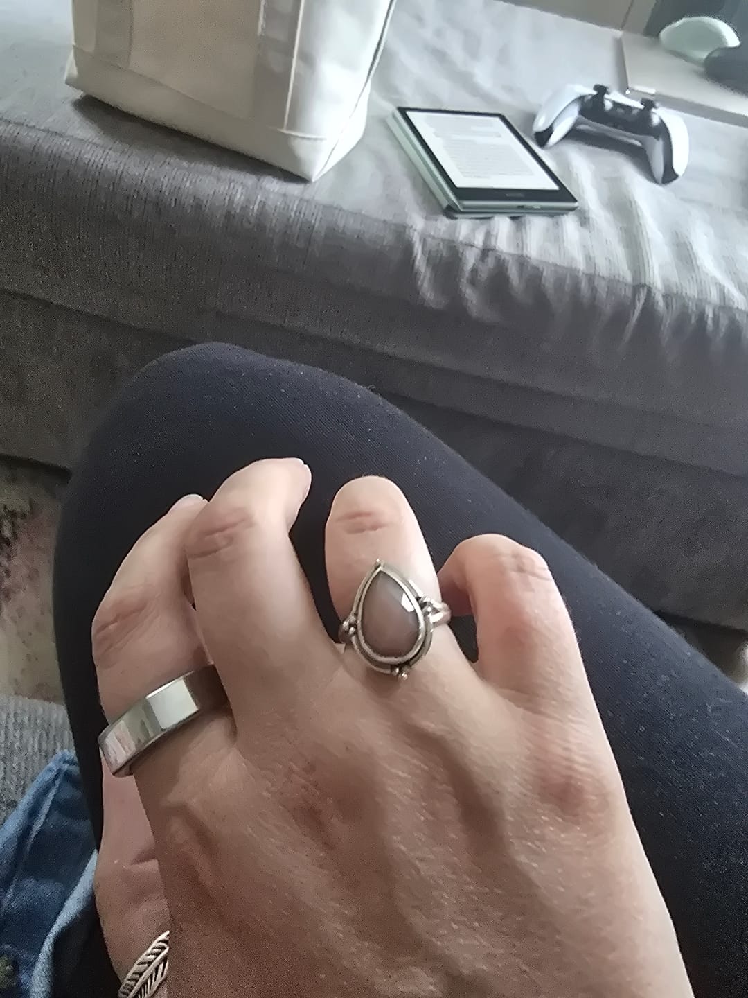 Customer photo review of Teardrop Peach Moonstone Ring