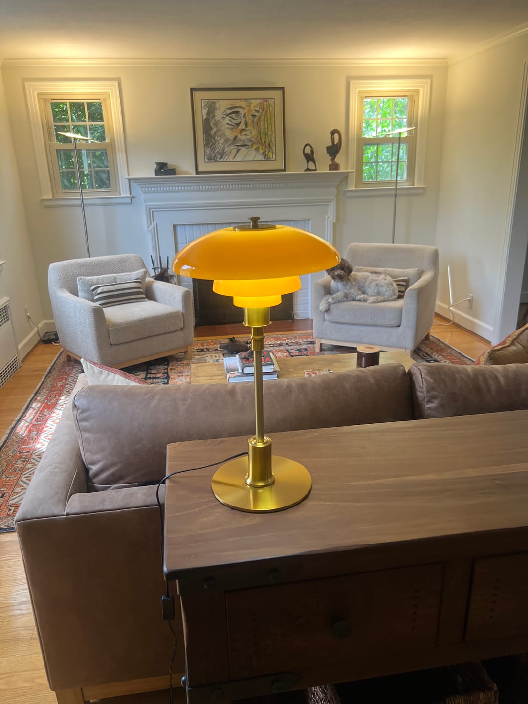 Customer photo review of Stylish Multi-layered Umbrella Amber Glass Table Lamp