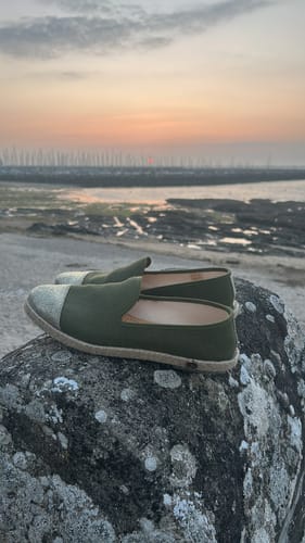 Avis photo d'un client sur Espadrille femme lin, kaki doré