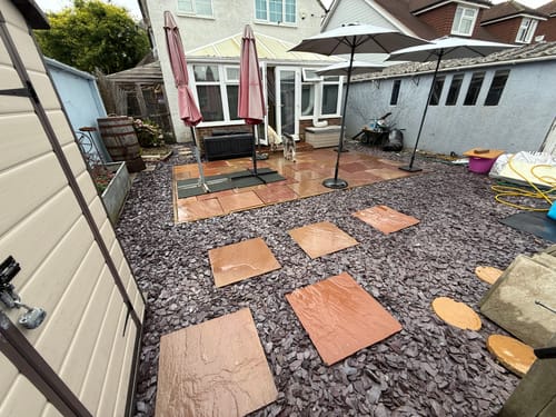 Customer photo review of Modak Indian Sandstone Paving - 600 x 600 x 22mm - Hand Cut & Riven