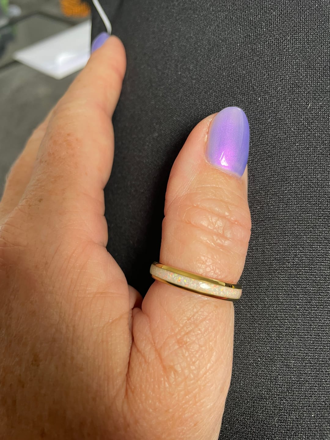 Customer photo review of The Golden White Opal 4mm Wonder Ring