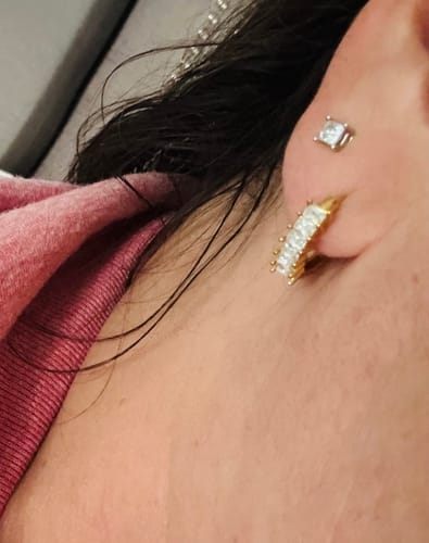 Customer photo review of Diamond Ring Huggies