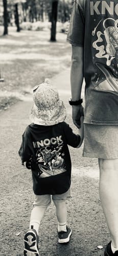 Customer photo review of ASTROKNEE KIDS TEE GREY
