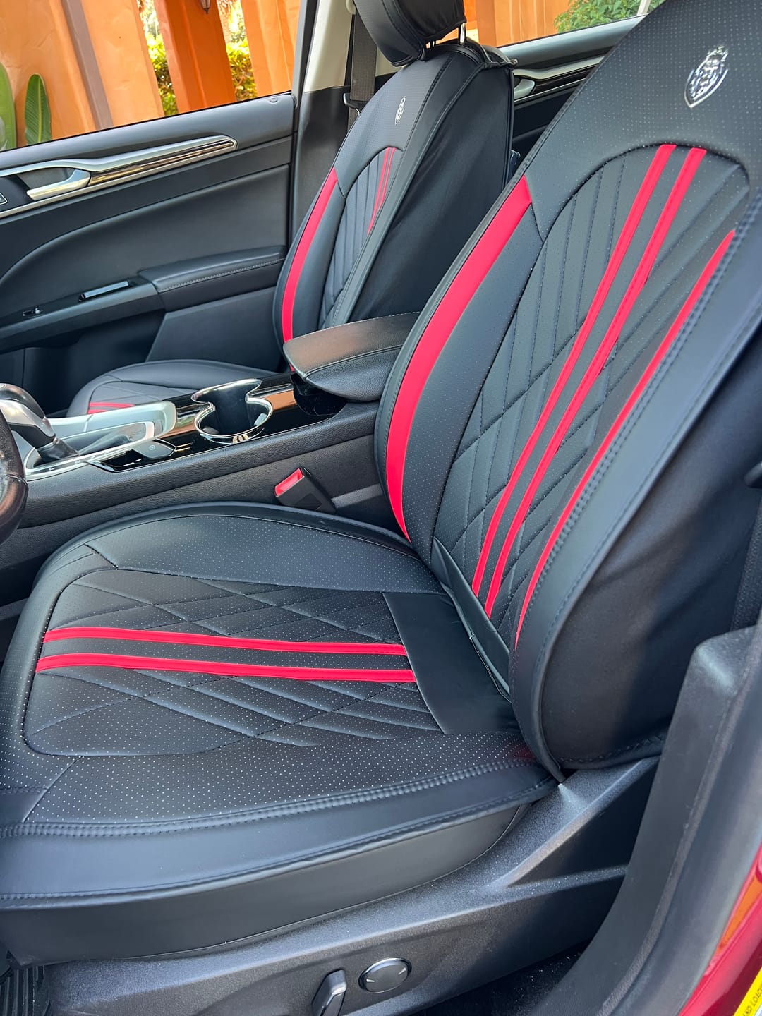 Customer photo review of Red Black Seat Cover