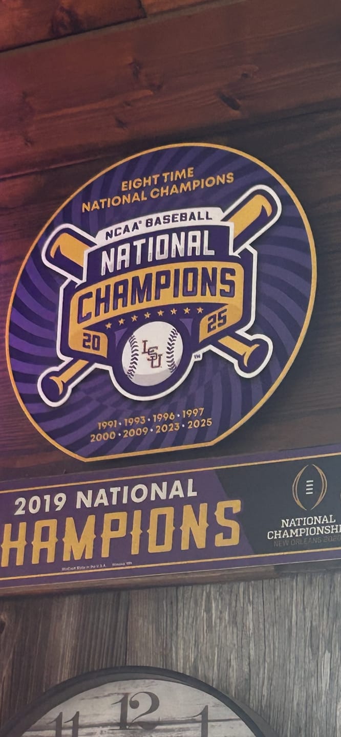 Customer photo review of VARSITY Collection- LSU Tigers 2025 National Champions Distressed SINGLE Layer Wall Art