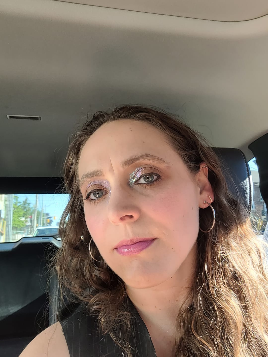 Customer photo review of Large Thin Hoop Clip On Earrings in Silver