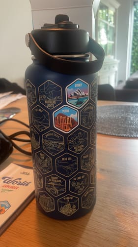 Customer photo review of Let's Wander™ World Explorer Water Bottle + Stickers