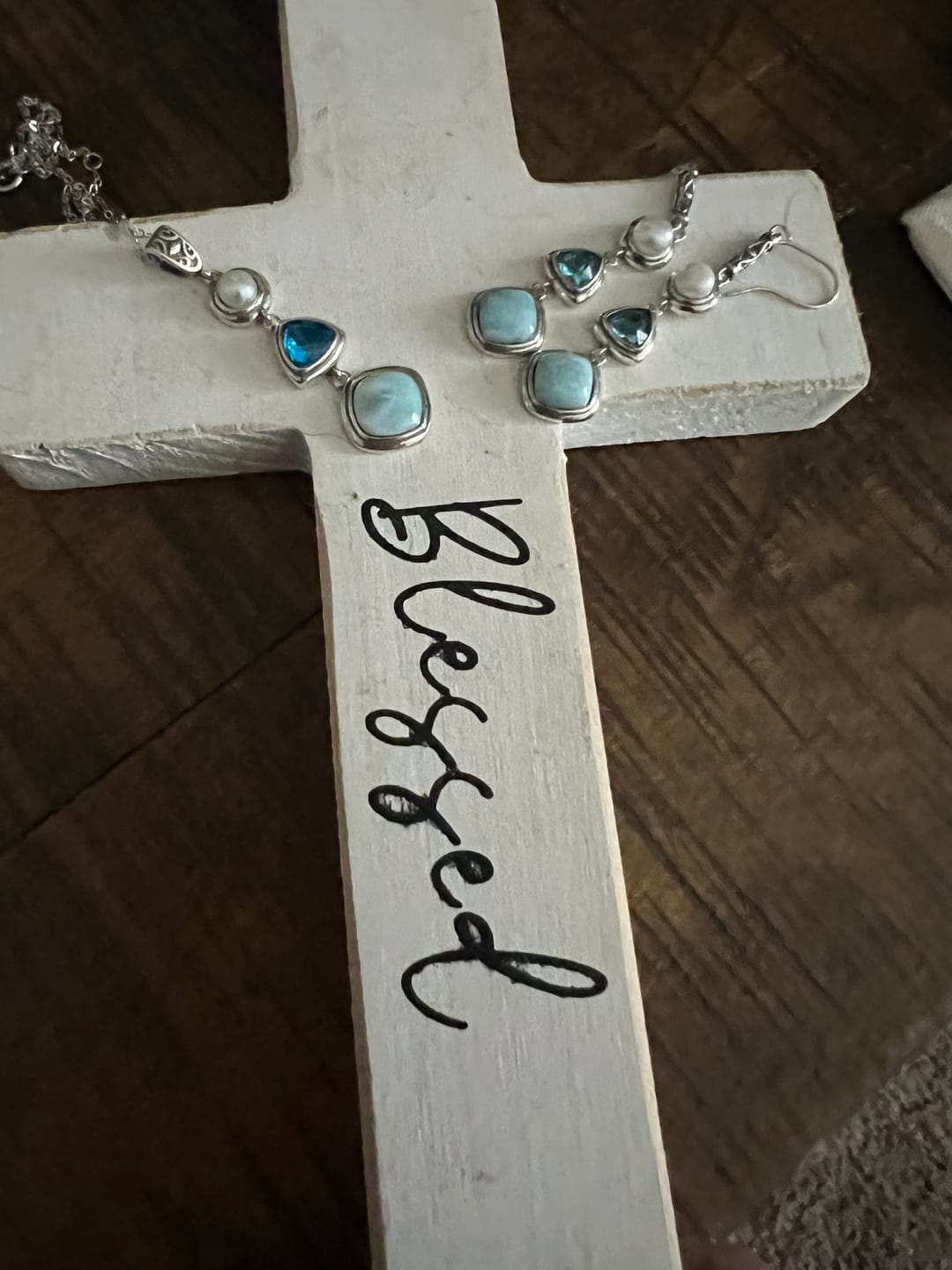 Customer photo review of Silver Larimar Set
