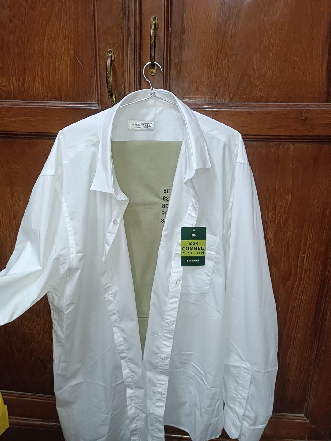 Customer photo review of Delight + Kansas - White Shirt with Light Green Trouser Combo For Men | Uathayam