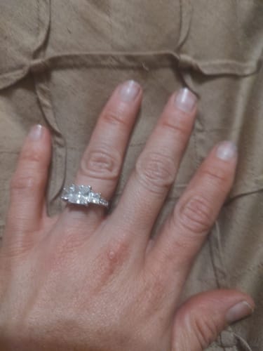 Customer photo review of 3-Stone 2ct Princess CZ Ring in Sterling Silver
