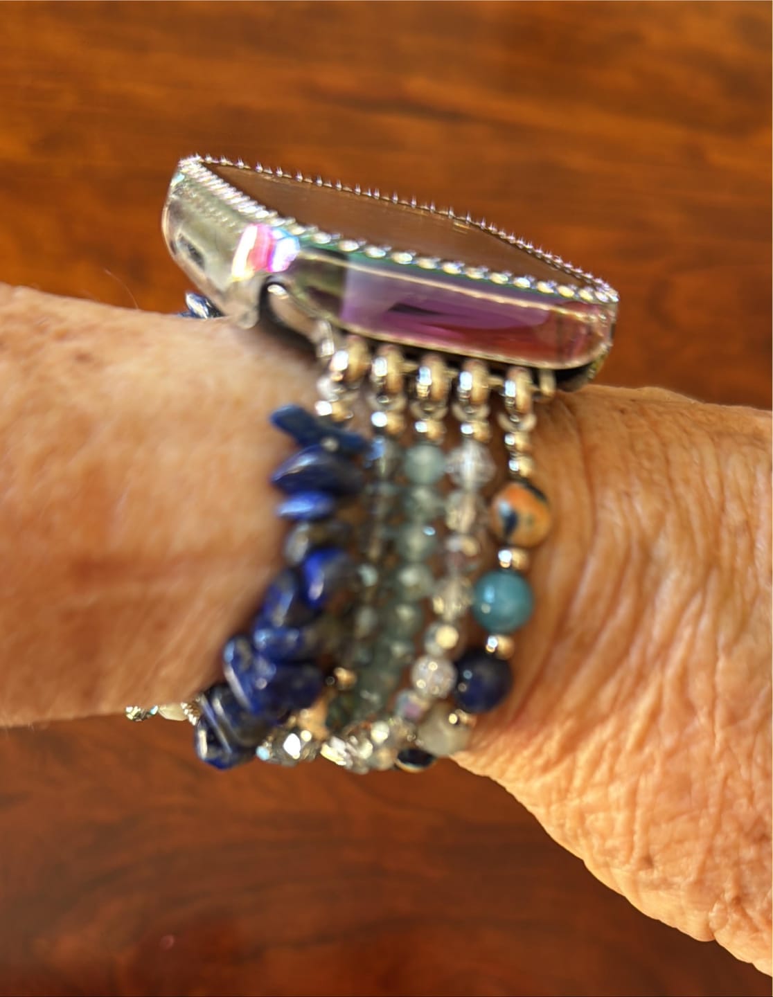 Customer photo review of Seabreeze Shell Stretch Apple Watch Strap