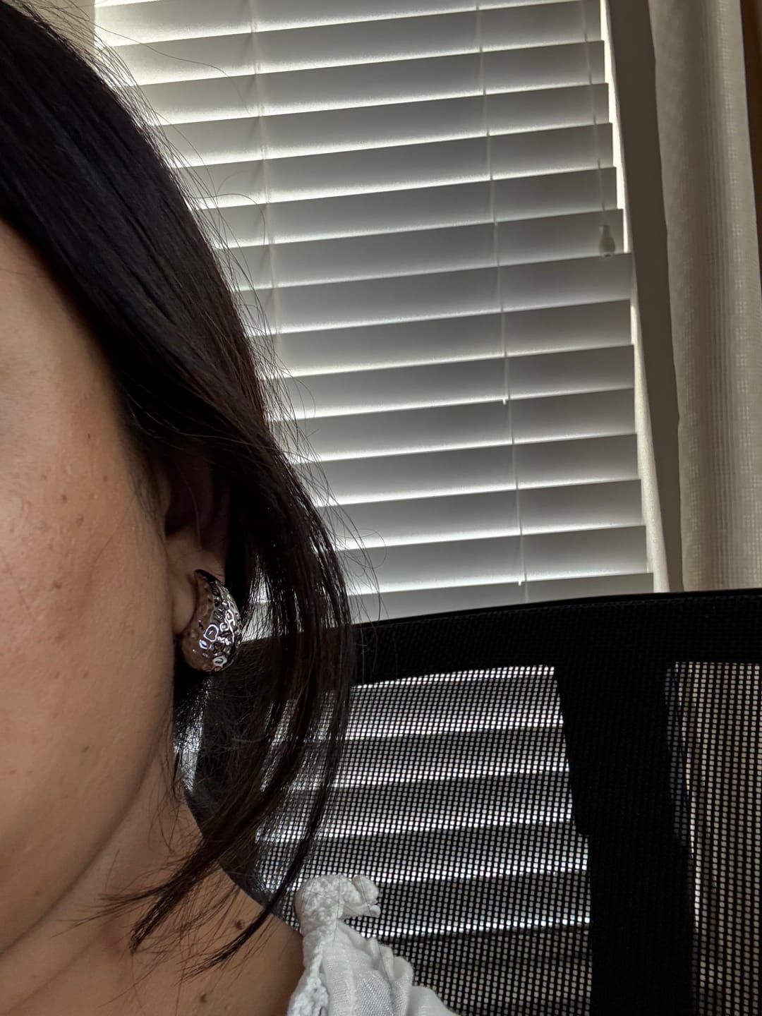 Customer photo review of Candice 18k White Gold Plated Teardrop Stud Earrings