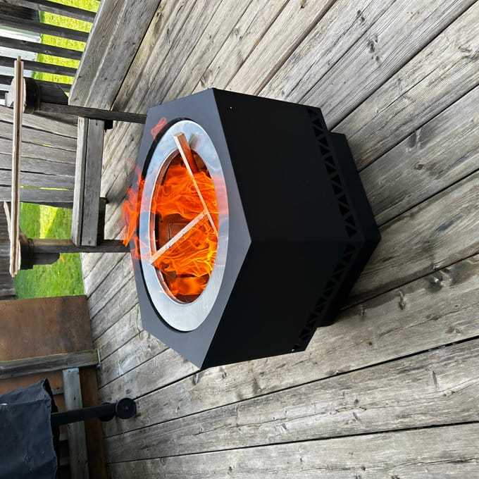 Customer photo review of SUNJOY 26 Inch Hexagon Smokeless Fire Pit with PVC Cover and Fire Poker