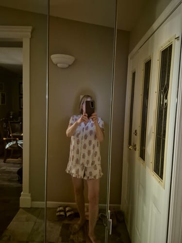 Customer photo review of Ladies Mandarin Collar Short Set - LOBSTER