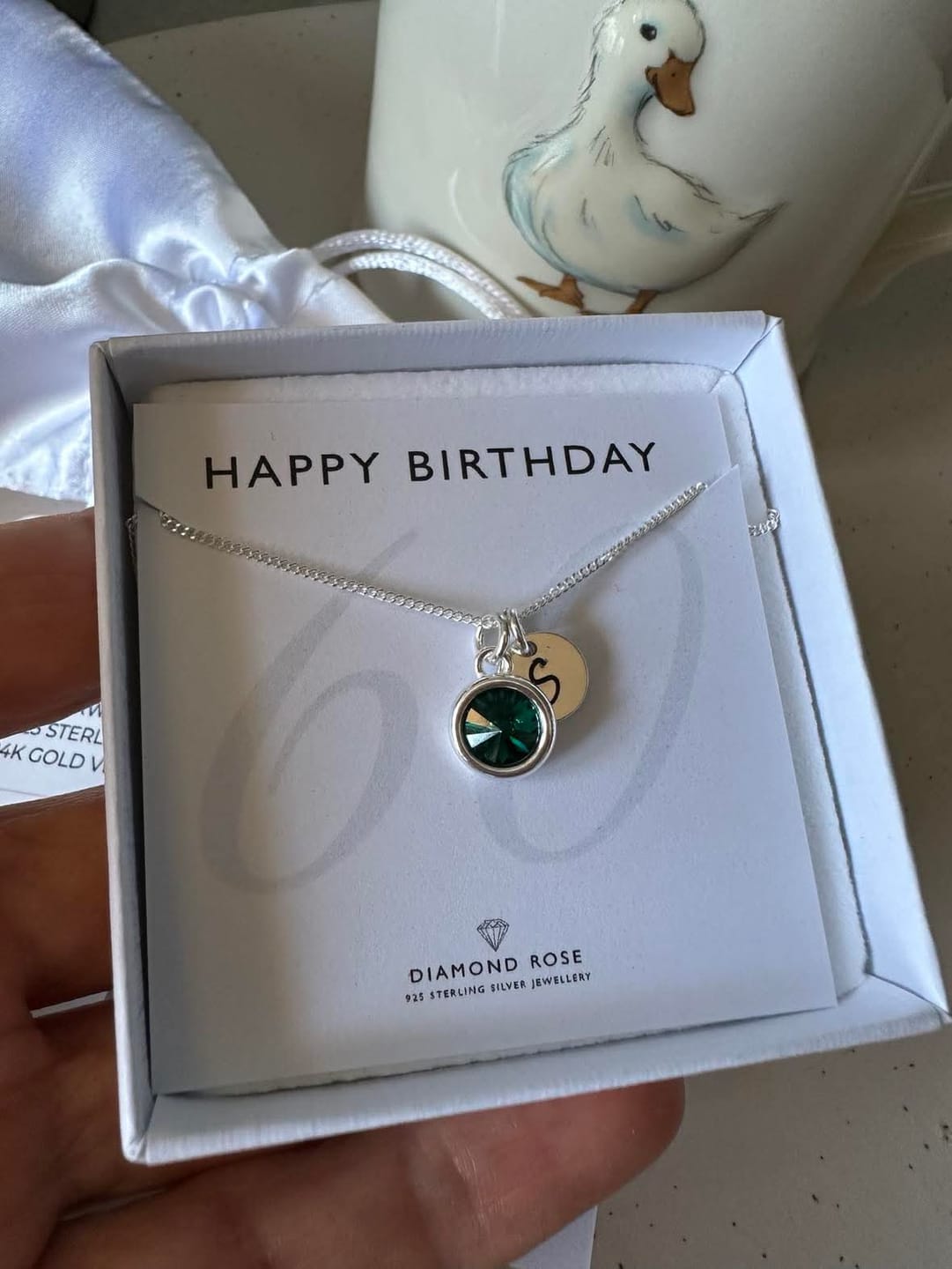 Customer photo review of 60th Birthday Necklace – Birthstone And Initial