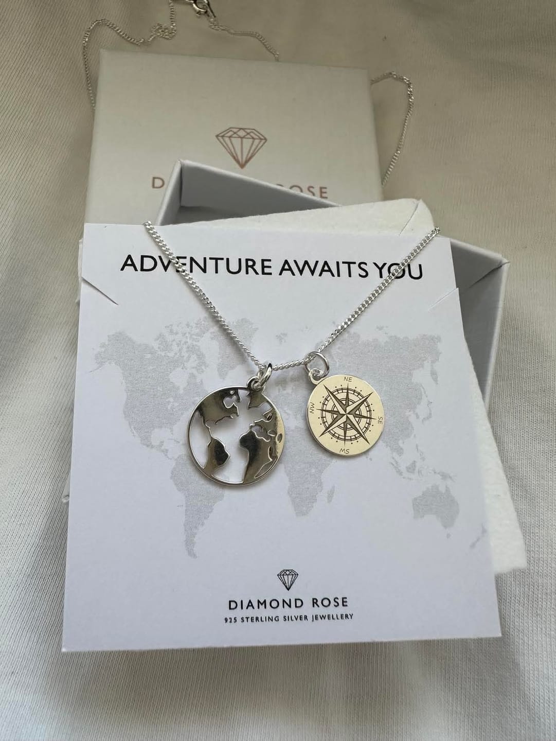 Customer photo review of Map And Compass Necklace