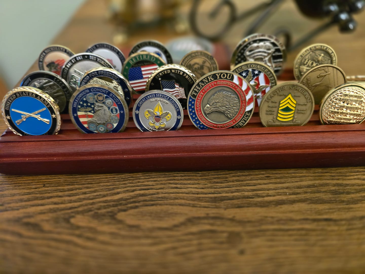 Customer photo review of Honoring All Who Served Thank You Coin