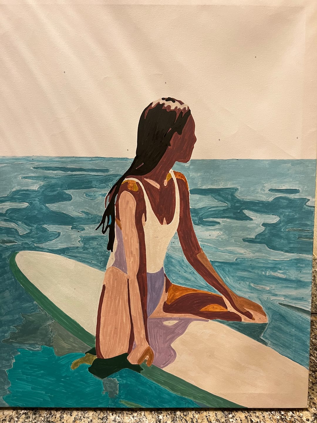 Customer photo review of Lady on the surfboard | Paint by Number