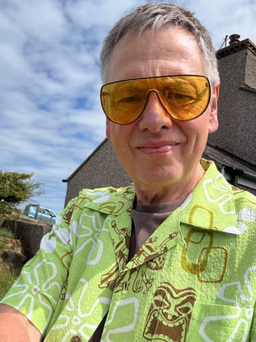 Customer photo review of Hula Girl & Tiki Seersucker Camp Shirt