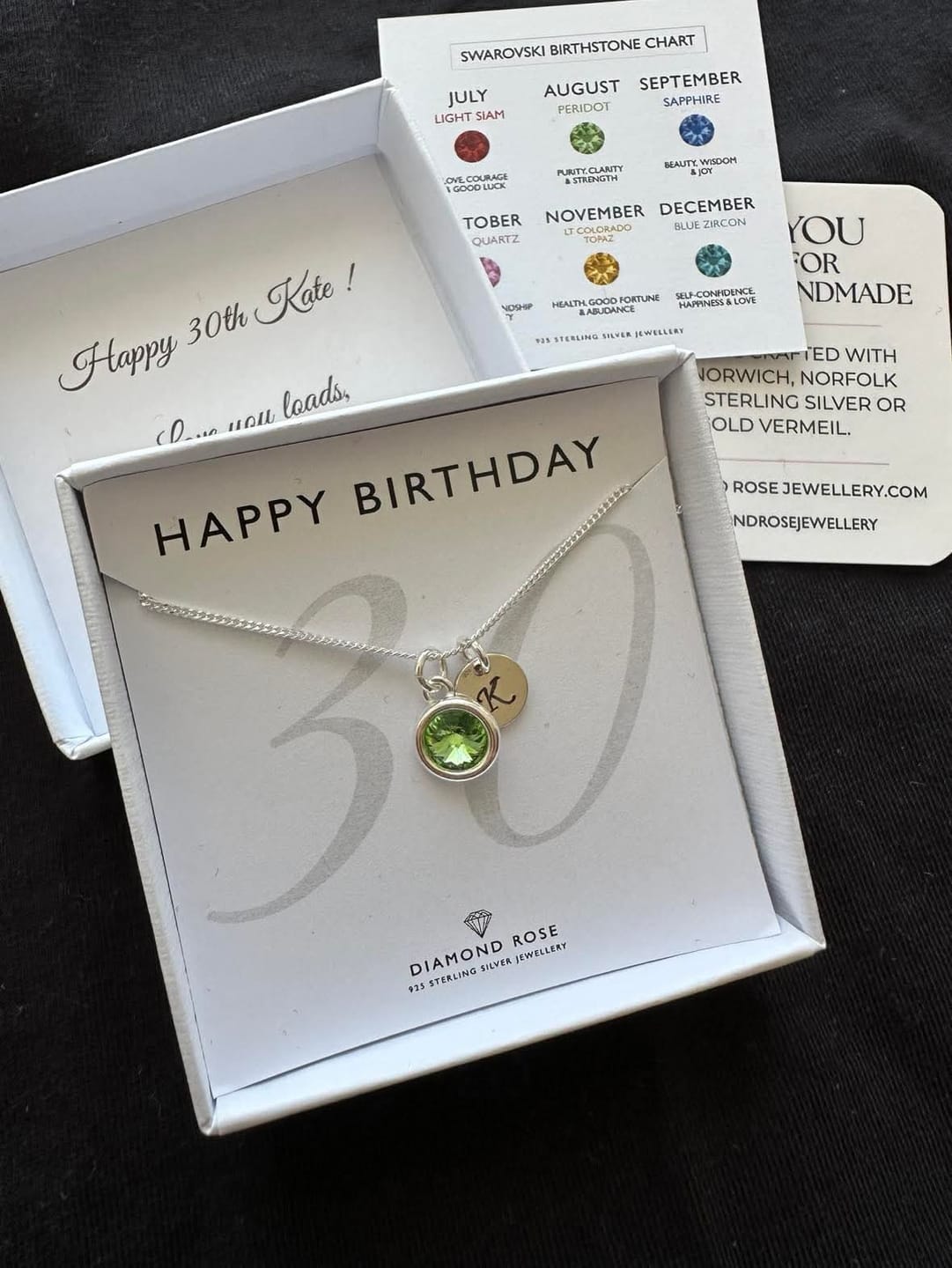 Customer photo review of 30th Birthday Necklace – Birthstone And Initial