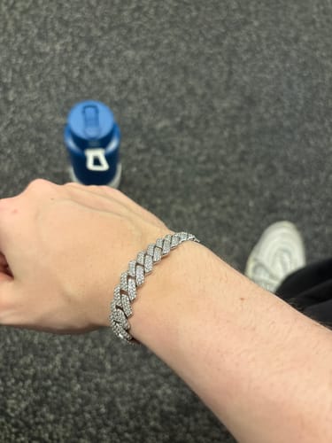 Customer photo review of Prong Link Bracelet  (White Gold) 13mm