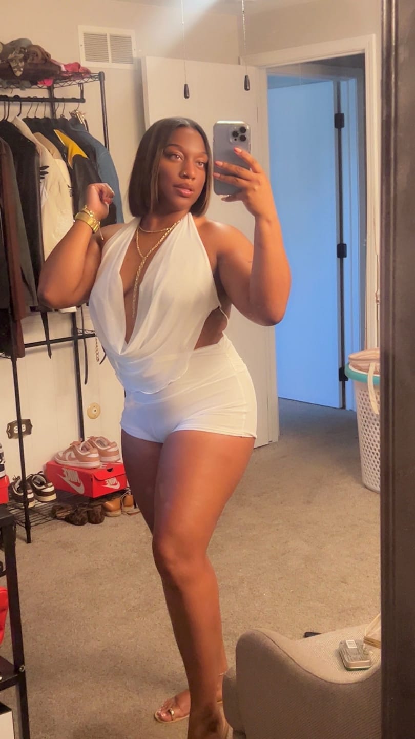 Customer photo review of Wine Glow Mesh Cowl Neck Halter Romper