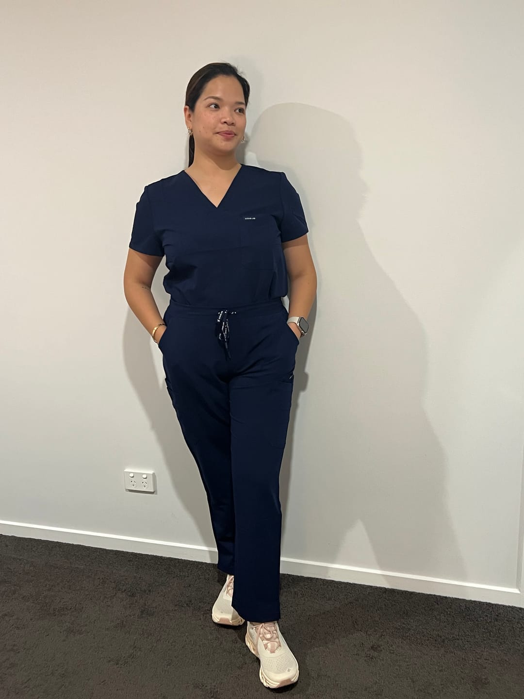 Customer photo review of FLORENCE Three Chest Pocket Scrub Top (Original SLTECH™ fabric) - Navy