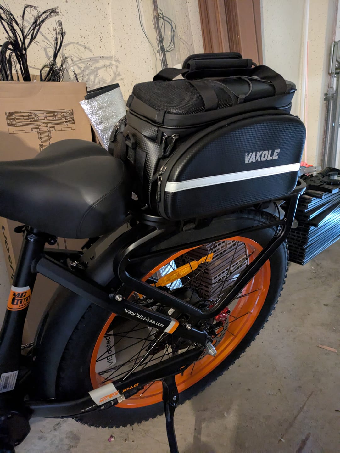 Customer photo review of Vakole Waterproof Bike Rack Bag With Large Capacity(17-35L)