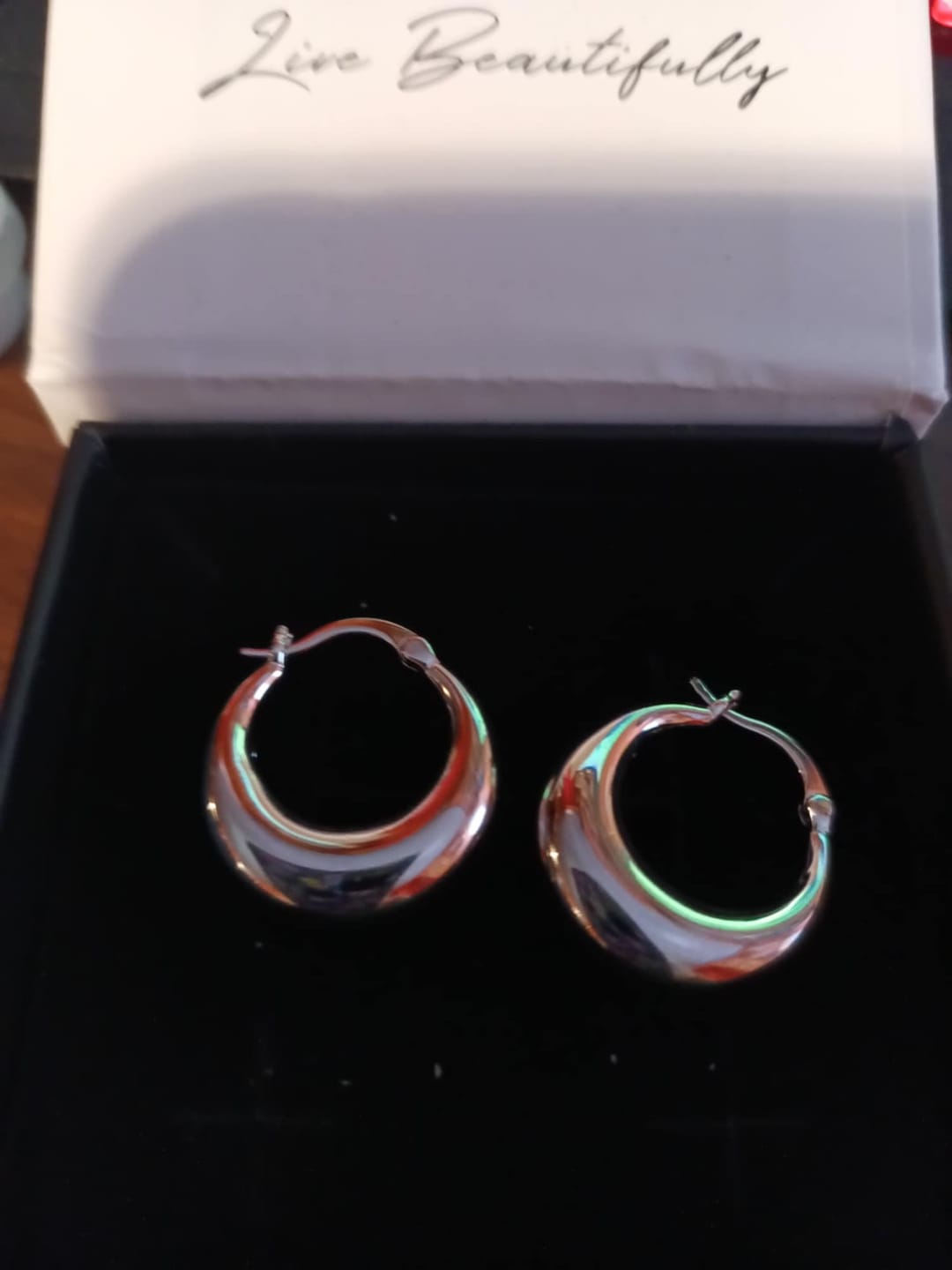 Customer photo review of Jacqueline 18k White Gold Plated 21mm Chunky Hoop Earrings