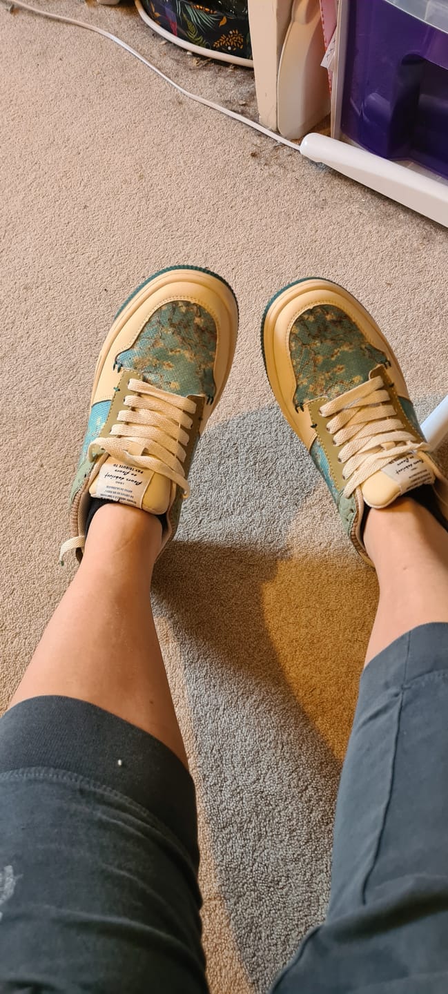 Customer photo review of Van Gogh Almond Blossoms inspired sneakers