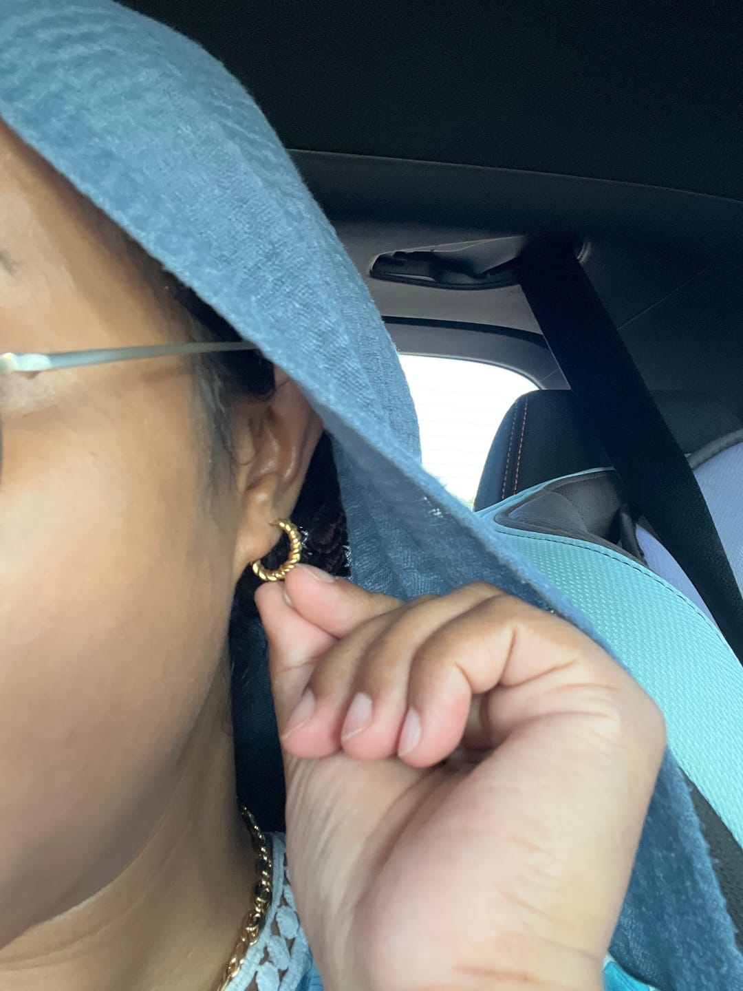 Customer photo review of Layla Gold Twist Earrings