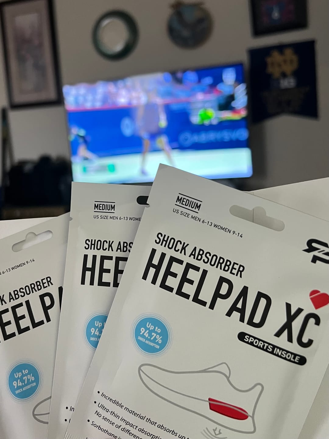 Customer photo review of NEW! 1 Pair of RTP HEEL PAD XC v2 Red- Protect your joints while keeping your shoes feeling natural.