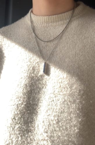 Customer photo review of Bar Necklace Set (Silver) - 2 Pack