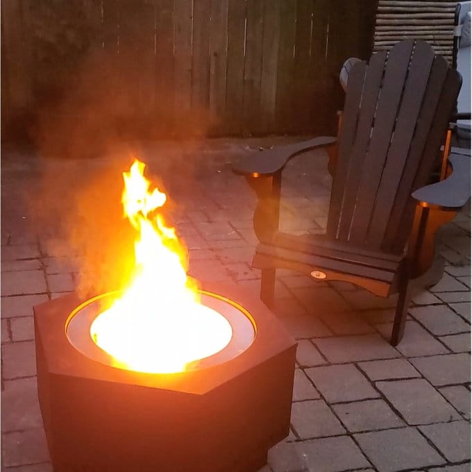 Customer photo review of SUNJOY 26 Inch Hexagon Smokeless Fire Pit with PVC Cover and Fire Poker