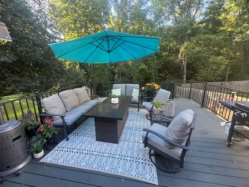 Customer photo review of HOMREST Patio Furniture Sets 5 PCS Outdoor Metal Conversation Sets with 2-Seat Sofa, Gray