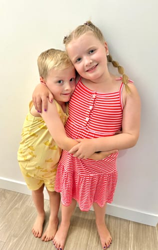 Customer photo review of Kids Twirl Dress - PINK STRIPE