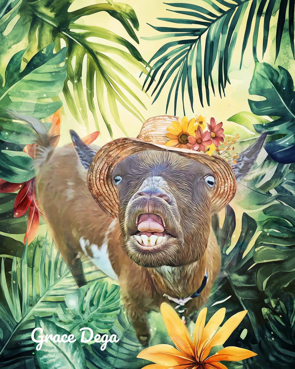 Customer photo review of Custom Watercolor Pet Portrait – SummerTime (ST)